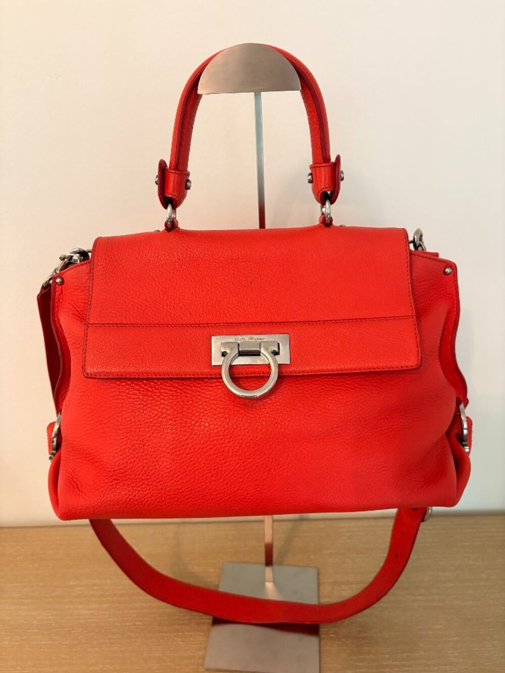 Salvatore Ferragamo Sofia Gancini Orange Leather Bag